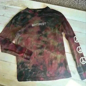 Aeropostale Tie Dye Optimist Peace Sign Long Sleeve Graphics Tshirt Size Small
